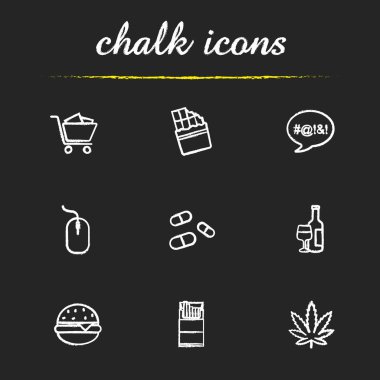 Bağımlılık Icons set tebeşir
