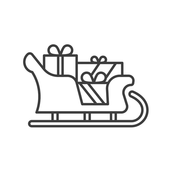 Ícone linear do trenó de Papai Noel — Vetor de Stock