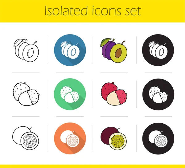 Gyümölcs pár ikonok beállítása — Stock Vector