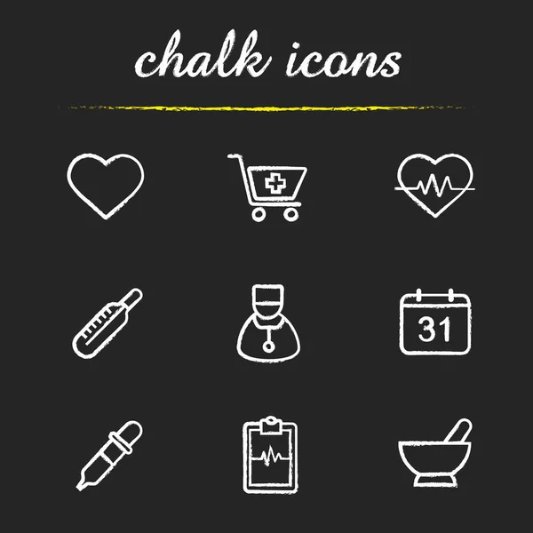 Medical chalk icons set — Stock Vector