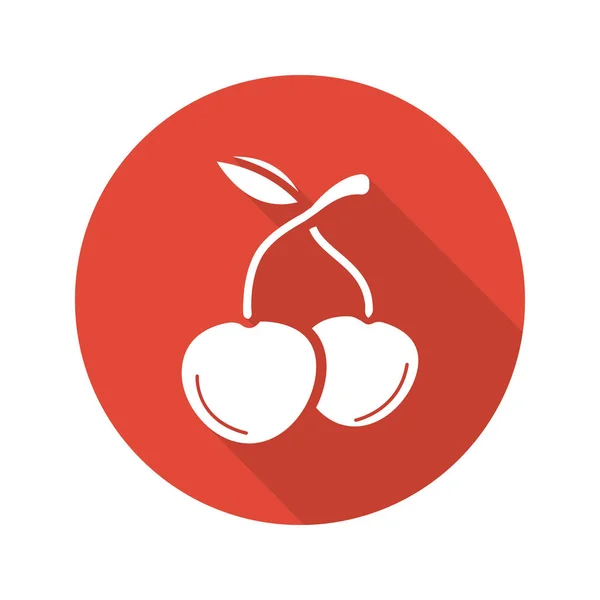 Cerezas diseño plano icono de sombra larga — Vector de stock