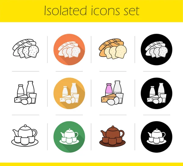 Tienda de comestibles productos categorías iconos — Archivo Imágenes Vectoriales