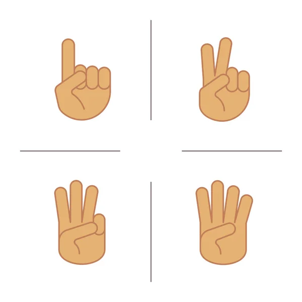 Hand gestures color icons set Royalty Free Stock Vectors