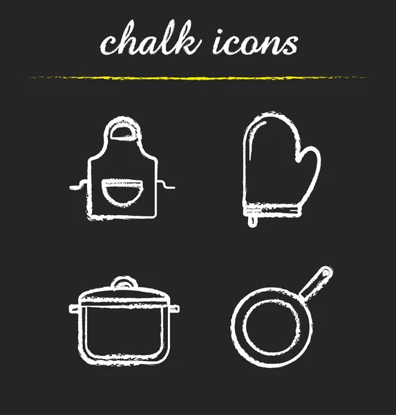 Herramientas de cocina iconos de tiza conjunto — Vector de stock