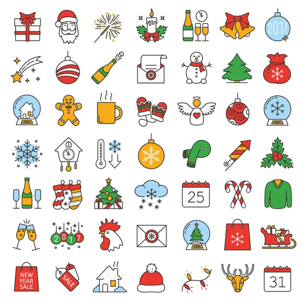 Christmas and New Year  icons set — Stock Vector