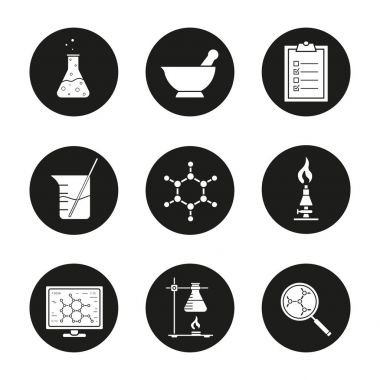 Kimyasal laboratuvar Icons set