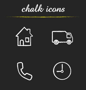 Delivery service chalk icons set clipart