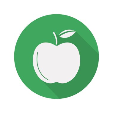 Yeşil elma düz tasarım uzun gölge simgesi