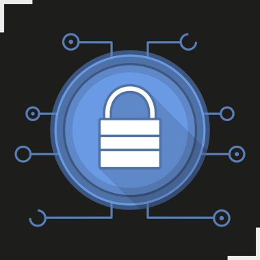 Kilit düz tasarım uzun gölge simgesi