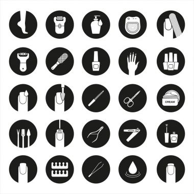 Manicure and pedicure icons set clipart