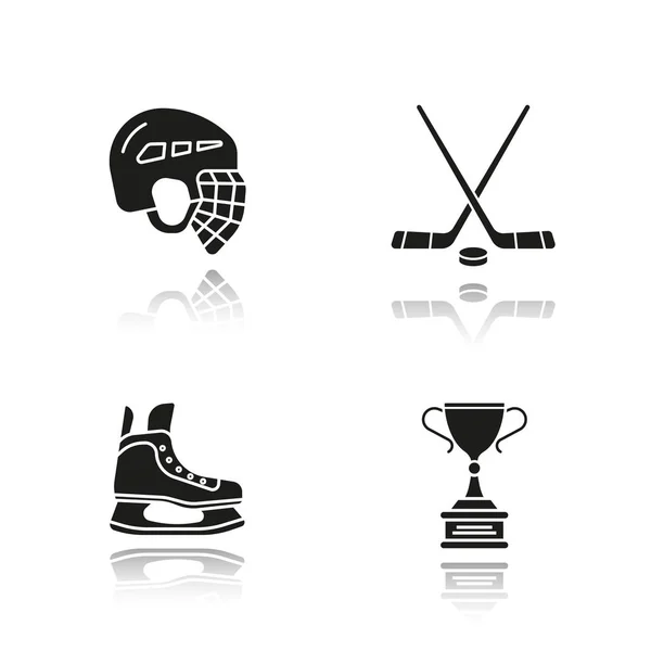 Hokey ekipman Icons set — Stok Vektör