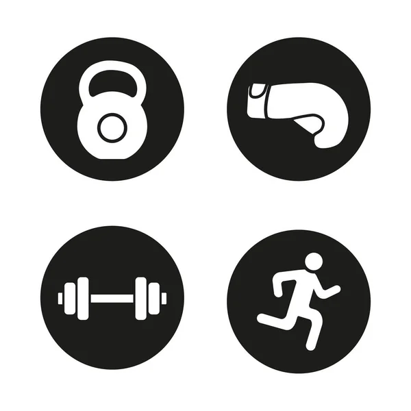 Sport en fitness iconen set — Stockvector