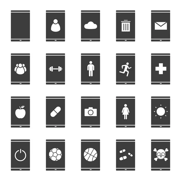 Conjunto de ícones de aplicativos para smartphone — Vetor de Stock