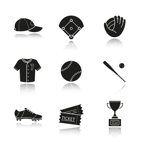 Juego de iconos de accesorios de béisbol — Vector de stock