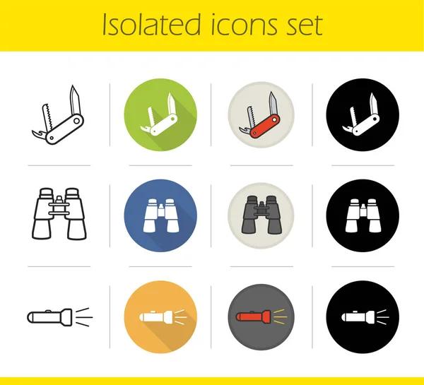 Conjunto de ícones de equipamentos de acampamento —  Vetores de Stock