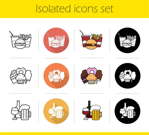 Voedsel categorieën iconen set — Stockvector