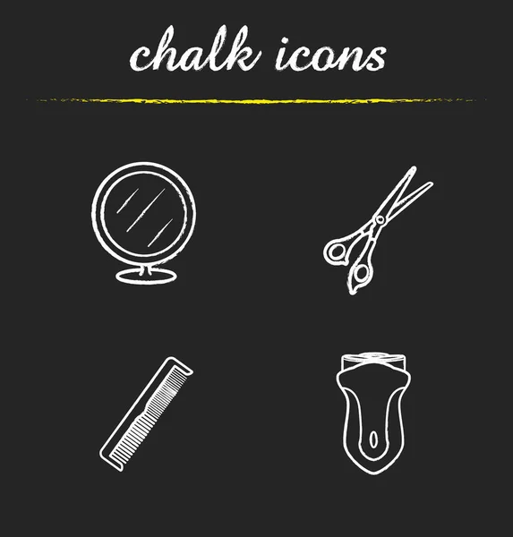 Barbershop accessories chalk icons set — Stock Vector