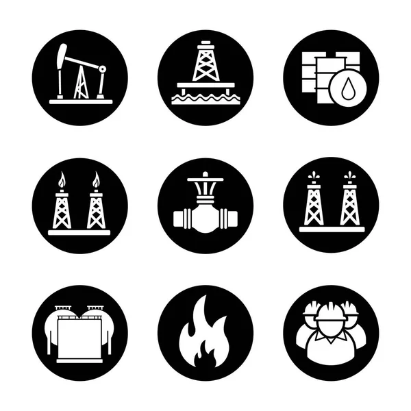 Conjunto de iconos de la industria petrolera — Archivo Imágenes Vectoriales
