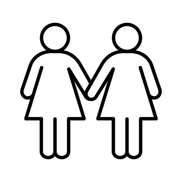 Lesbian couple linear icon — Stock Vector