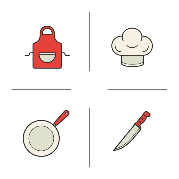Chef's equipment color icons set — Stock Vector