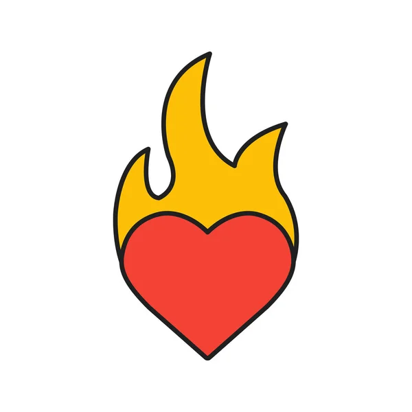 Burning heart color icon — Stock Vector