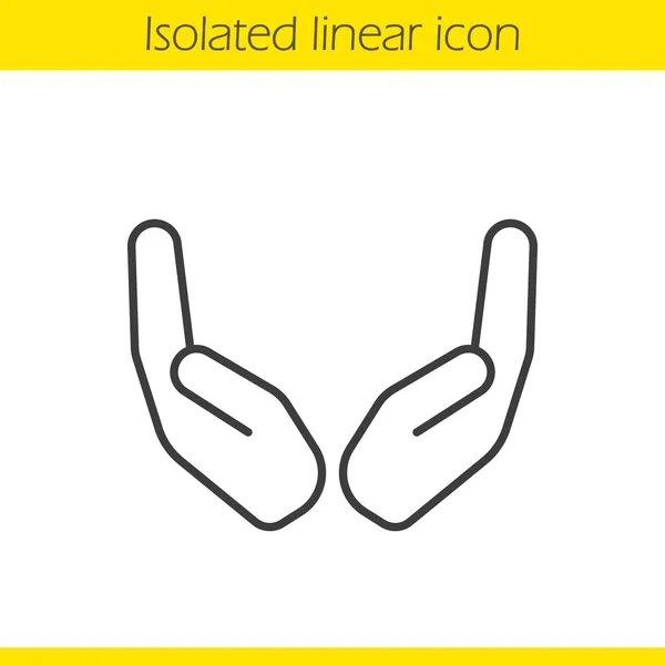 Cupped hands linear icon — Stock Vector