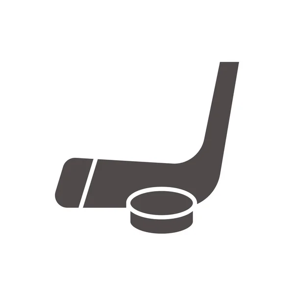 Disco de hockey y palo icono — Vector de stock