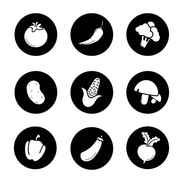 Набор икон для овощей — стоковый вектор