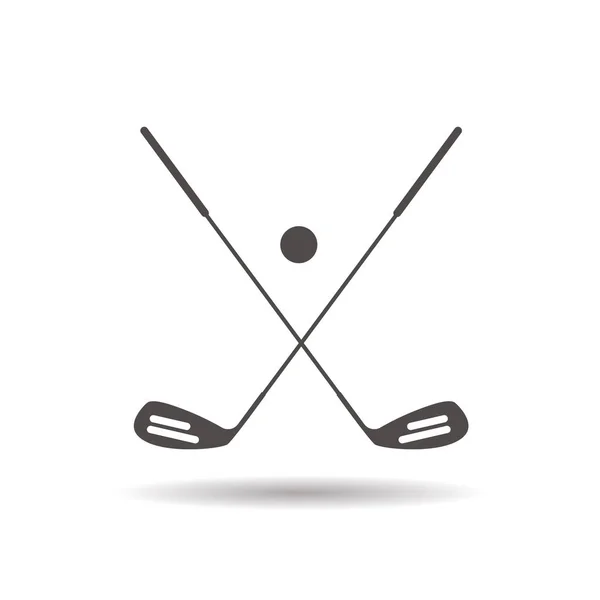 Golf ball and clubs icon — Stock Vector