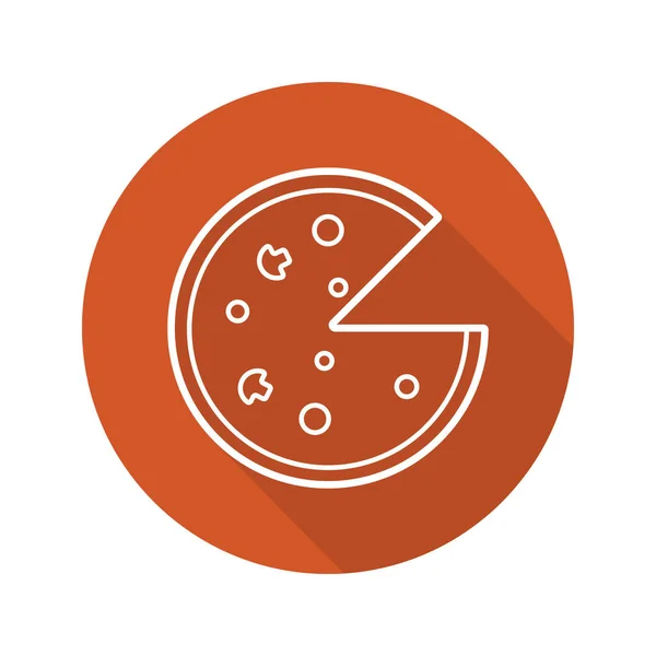 Pizza platt linjär lång skugga ikonen — Stock vektor