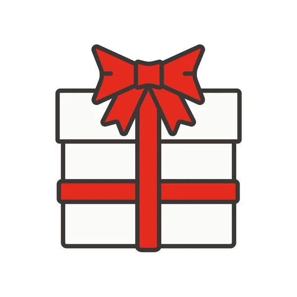Coffret cadeau avec icône de couleur ruban rouge — Image vectorielle