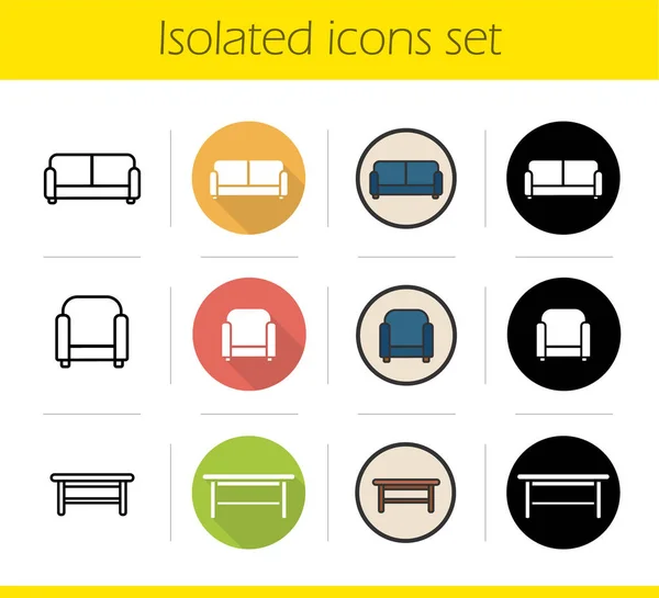 Ensemble d'icônes de meubles — Image vectorielle