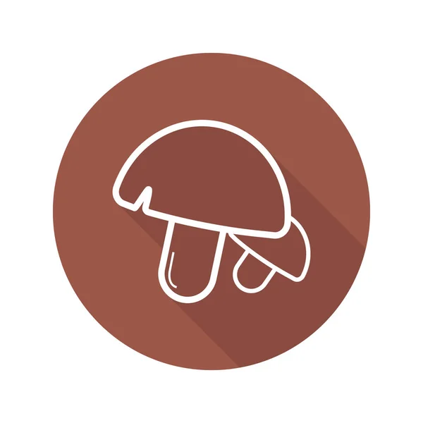 Paddestoelen vlakke lineaire lange schaduw pictogram — Stockvector