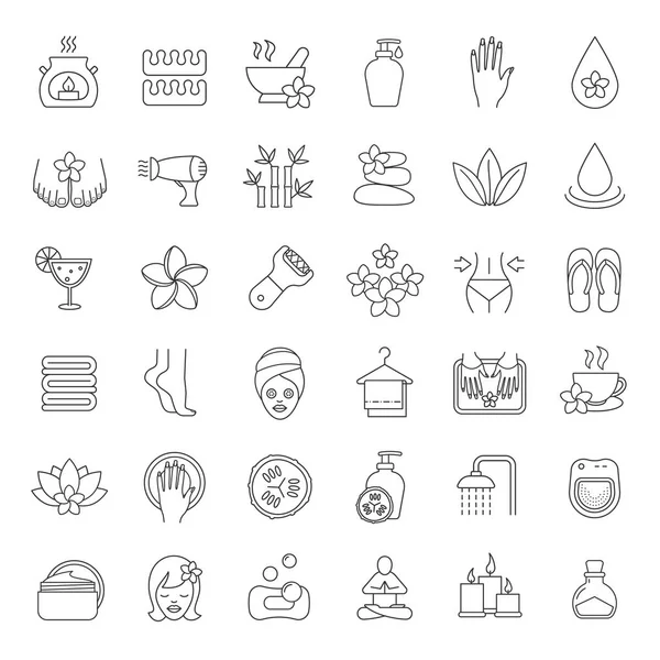 Spa salonu doğrusal Icons set