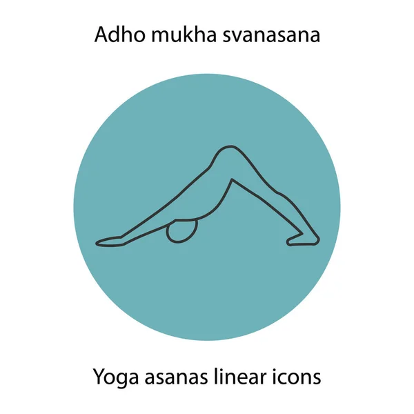 Adho mukha svanasana yoga positie. — Stockvector