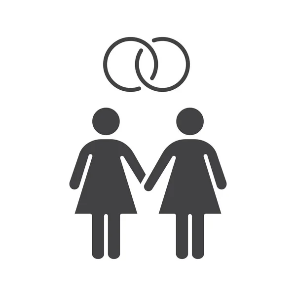 Lesbian marriage icon — Stock Vector