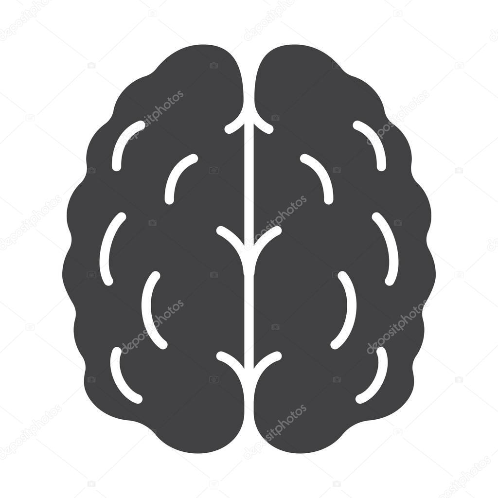 Human brain icon. Silhouette symbol. Negative space. Vector isolated illustration