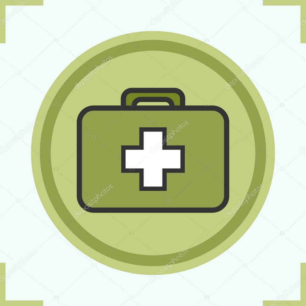 Military first aid kit color icon