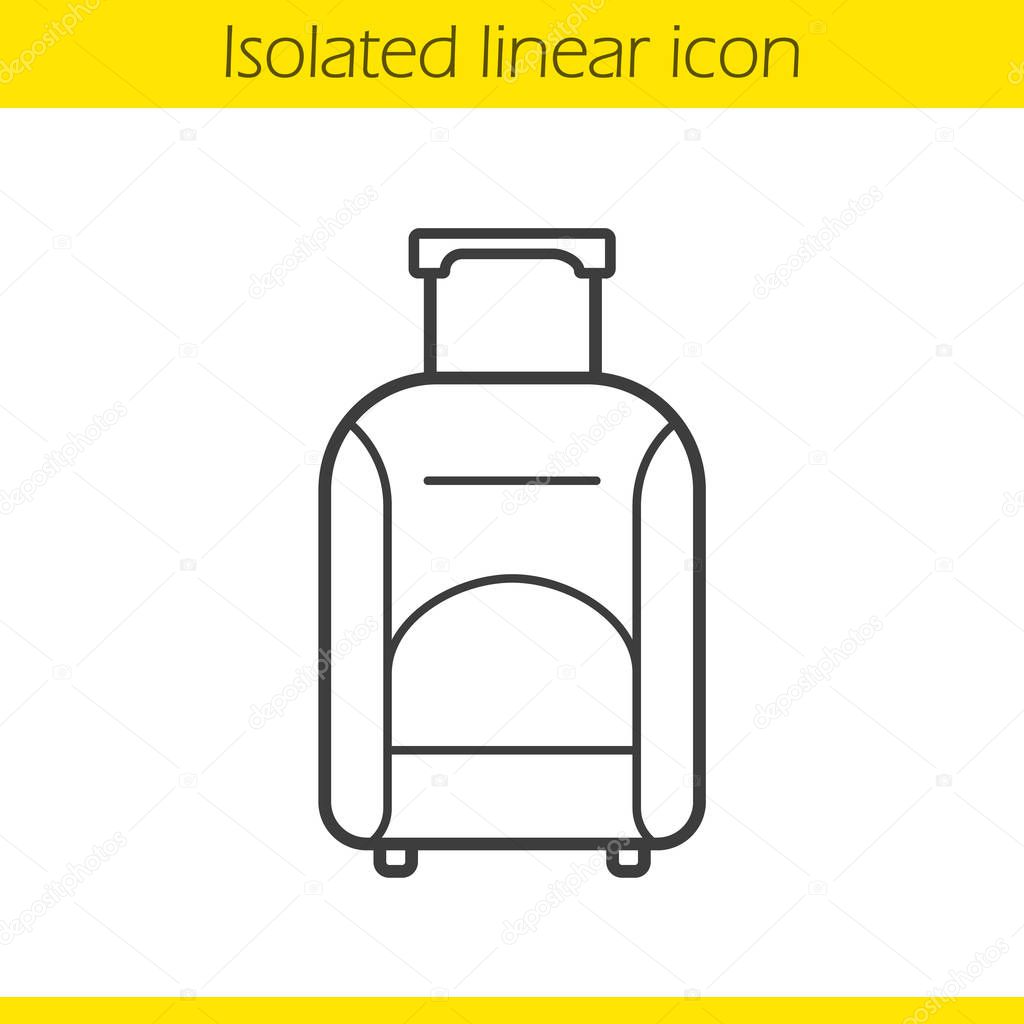 Luggage suitcase on wheels linear icon