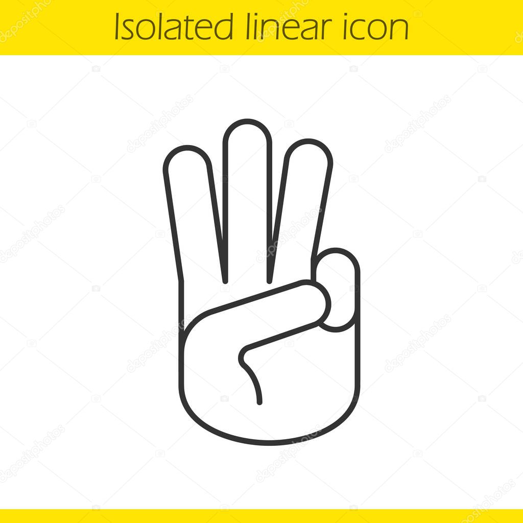Three fingers salute linear icon