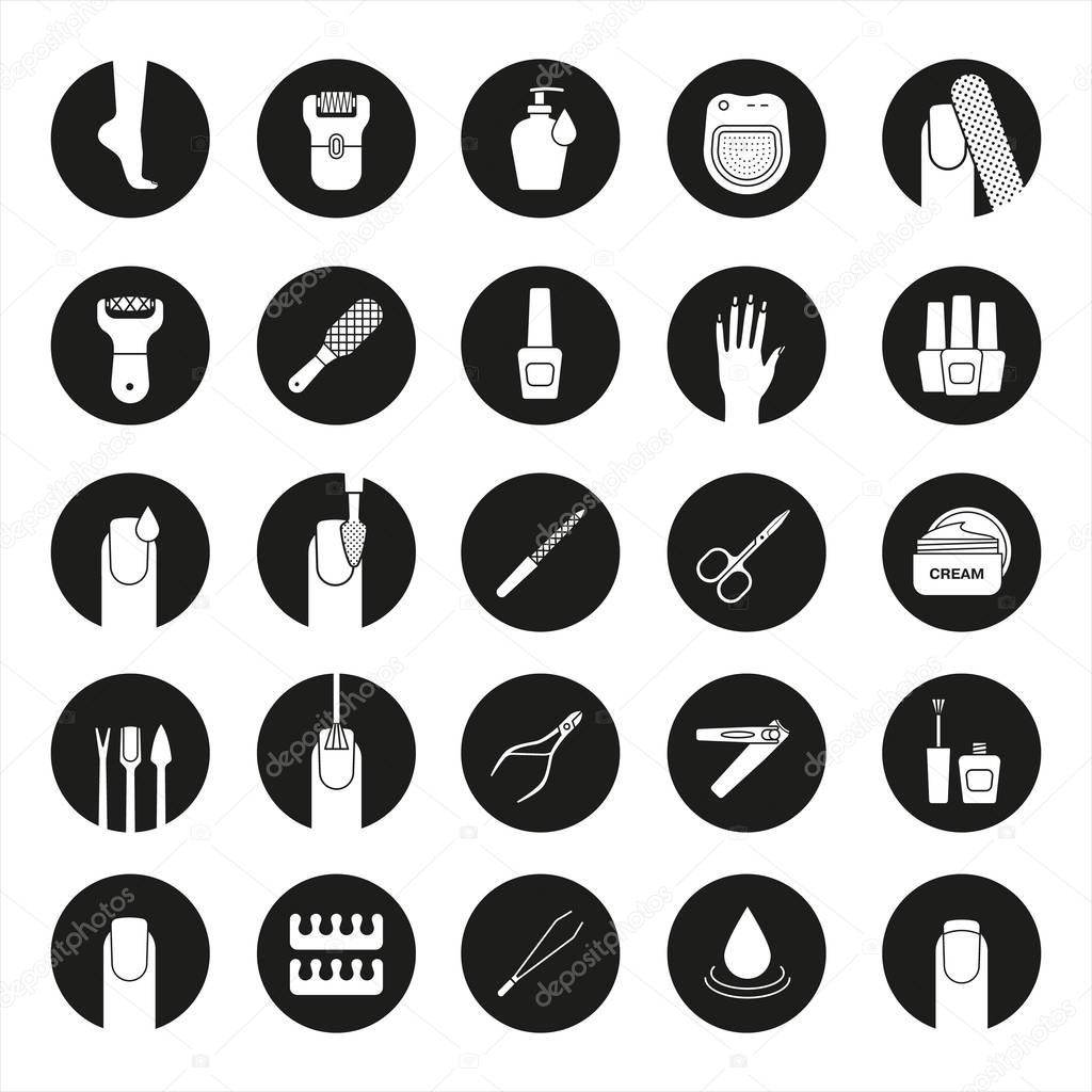 Manicure and pedicure icons set