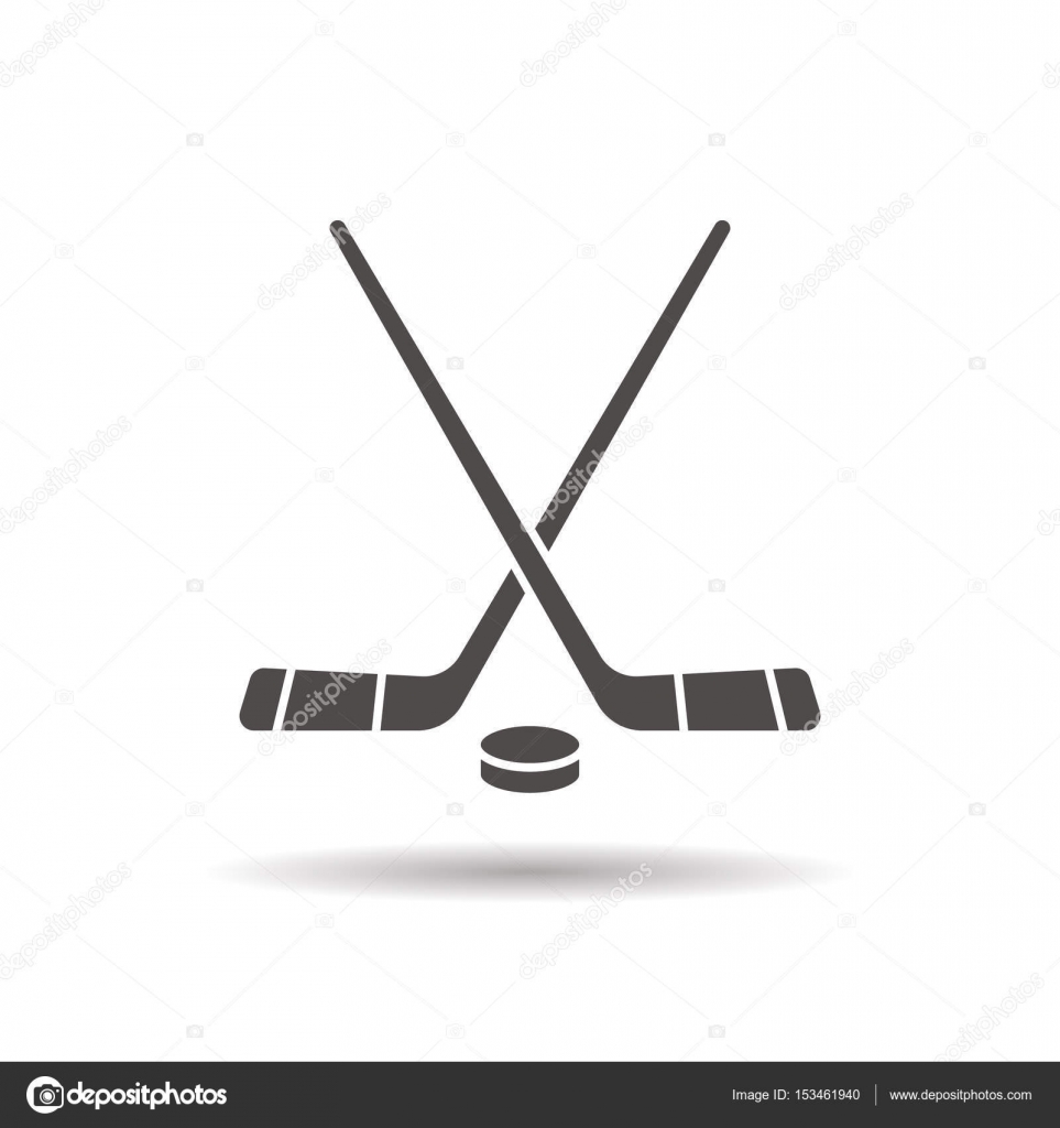 Crossed hockey sticks and puck icon simple style Vector Image