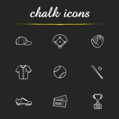 Beyzbol aksesuarları Icons set tebeşir