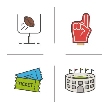 Amerikan futbolu renk Icons set