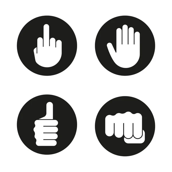 Set di icone gesti a mano — Vettoriale Stock