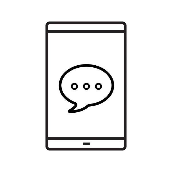 Konverzace okno na ikonu lineární smartphone obrazovky — Stockový vektor