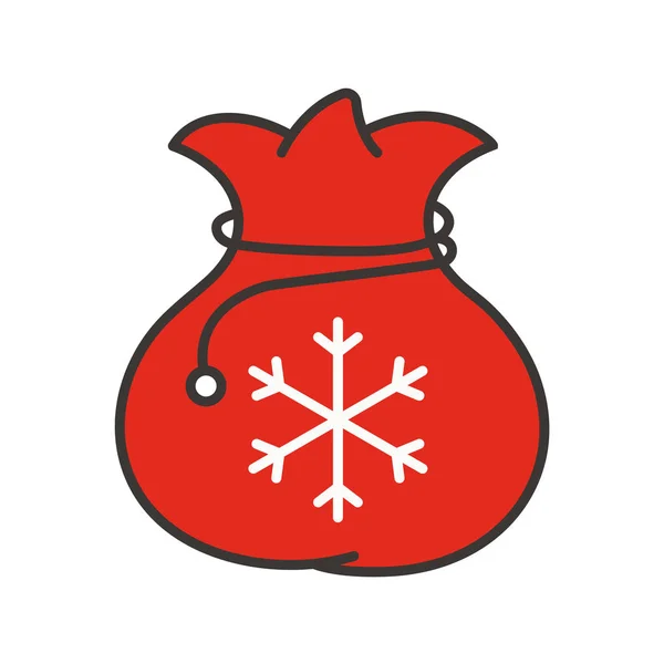 Weihnachtsmann Geschenktüte Farbe Symbol — Stockvektor