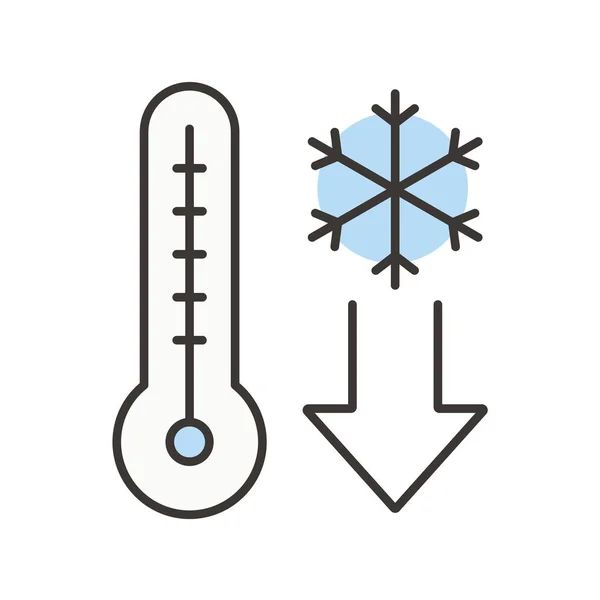 Ícone de cor de queda de temperatura — Vetor de Stock