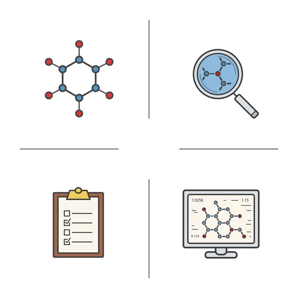 Science lab kolor ikony zestaw — Wektor stockowy