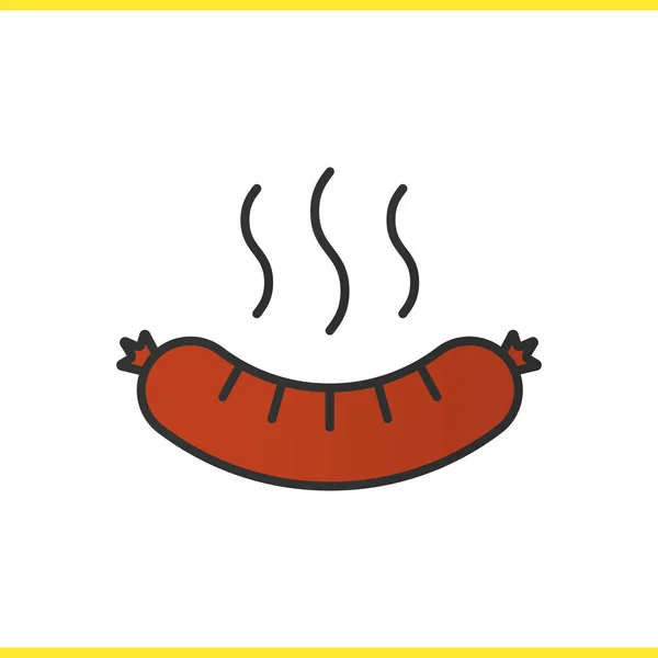 Steaming sausage color icon — Stock Vector